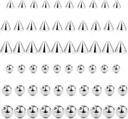[Ftovosyo] 60PCS 316L Surgical Steel Replacement 3-6mm Balls Spikes Body Jewelry Piercing Barbell Parts Screw Bead 14G 16G for Women Men