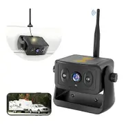 Wireless WIFI Backup Camera for RV, Truck, Camper, Trailer, Solar Powered Magnetic Mount, No Wiring, Works with iPhone and Android