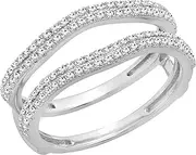 [Dazzlingrock Collection] 0.48 Carat (ctw) 14K Gold Round White Diamond Ladies Wedding Enhancer Double Ring 1/2 CT