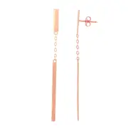 14K Rose Gold Hanging Bar Drop Earrings