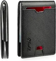 [Zitahli] Men's Wallets Slim Rfid Leather Bifold With Gift Box, Midnight Black, Minimalist