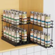 Slide Pull Out Spice Rack Organizer for Cabinet, 2 Tiers