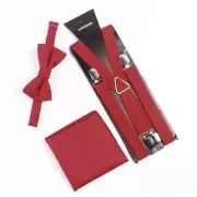 Solid Men's Suspender Set Fashion Polyester Black Red Bowtie Set For Men Busines