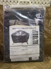 Sunnydaze Round Fire Pit Cover Weather-Resistant Black PVC- 36 Inch