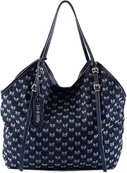 [Liv & Milly] Canvas Tote, Coquette, Demin Shoulder Bag, Large Handbag, Slouchy Tote Bag