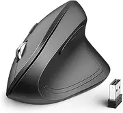 Ergonomic Mouse, iClever WM101 Wireless Vertical Mouse 6 Buttons with Adjustable DPI 1000/1600/2000/2400 Comfortable 2.4G Optical Ergo Mouse for Laptop, Computer, Desktop, Windows, Mac OS, Gray Black