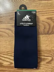 New! Mens Adidas Baseball Stirrups 7" Nylon Utility Stirrup Socks Navy Size LG