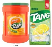 Tang Orange Instant Drink Mix Plastic Jar 750g + Lemon Foil Refill 500g - 2 Pack