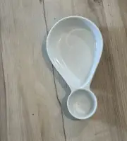 NEW unique Exclamation Mark Chip dip Dipping serving Dish ceramic 2 sections