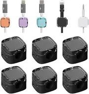 6PCS Magnetic Cord Organizer, 2025 New Cord Organizer, Cord Holder for Nightstand, Magnetic Cable Clips, Strong Adhesive Charging Cable Keeper, Clip Holder (Black)