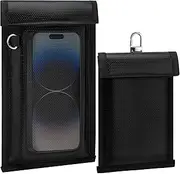 2 Piece Set of 1 Faraday Bag for Phone and 1 RFID Key Fob Protector, Signal Blocking Sleeves for Cell Phone, Smart Keys, Anti-Theft Fireproof & Waterproof Faraday Pouch