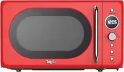 Total Chef Retro Microwave Oven | 20L Quick Start & Defrost By Weight/Time | 8 Pre-set Cooking Modes For Coffee, Rice, Pasta, Potato, Reheat, Fish, Pizza, Popcorn | 700W | Red