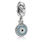 New Genuine Authentic Pandora Silver Blue Enamel Watchful Eye Dangle 790529EB