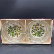Glass Ash Tray Floral Pattern K-Mart Made in Japan Set of 2 New Old Stock 4”