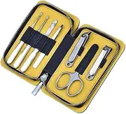 lskdnrufh Nail Clipper Set 7Pcs Portable Steel Manicure Kit for Men, Nail Kit Nail Clipper Set, Manicure Set, Professional Pedicure Grooming Kit with Black Leather Case Manicure Set
