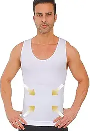 [Risipu] Mens Compression Vest - Tummy Control Base Layer Undershirt | Elastic Slimming Waist Trainer | Mens Waist Top Shapewear Body Shaper (Compression Vest for Workout & Training)