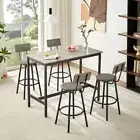 Set of 5 Kitchen Dining Table Set with 4 Bar Chairs for Kitchen Breakfast Table