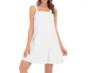 Women'S Bath/Shower Wrap Towel Dress With Straps Closure Lightweight Knee Length Body Wraps,White, Xxl