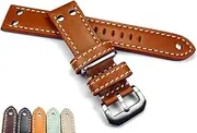 [Sulla] Pilot Aviator Military Style Robust Band Genuine Leather Watch Strap AW NATO with Rivets