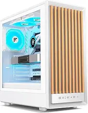 FOIFKIN PC Case -Walnut front pane Pre-Installed 4 PWM ARGB Fan, ATX Mid-Tower Gaming PC Case, M01,White