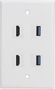 Wall Outlet Panel USB 3.0 HD Multimedia Interface Audio Video Wall Plate ABS Material 2 HD Multimedia Interface 2 USB 3.0 Ports for Home Theater Systems and Smart Devices Charging