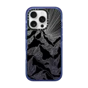 iPhone 16 Pro Impact Case MagSafe Compatible AIM HIGH 2, MOUNTAINS B&W MINIMALIST NATURE ILLUSTRATION