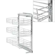 3-Tier Pull-out Kitchen Wire Basket Silver 47x25x56 cm