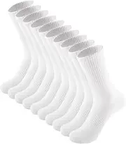 [ZANZER] Cotton Cushioned Casual Calf Crew Socks,Sports Hiking Athletic Long White Socks/Black Socks,Crew Casual Athletic Aesthetic Socks, Cushioned Socks,Cotton Crew Socks for Sport Women Men