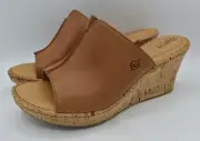 Born Womens Size 11 Arie Brown Full Grain Leather Platform Wedge Sandals Shoes