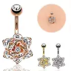 Crystal Zircon Flower Dangle Navel Belly Button Ring Bar Body Piercing Jewe..u