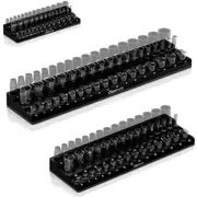 Magnetic Socket Organizer | 3pc Socket Holder Kit | 1/2-Inch, 3pc Metric Black