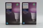 2 X Philips Hue White and Color Ambiance A19 Single LED Smart Light Bulb NEW