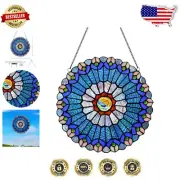 12-Inch Mini Tiffany Stained Glass Window Hanging - Decor for Sunlit Spaces
