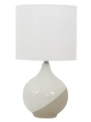 Kloss 1 Light Round Table Lamp in White/Stone