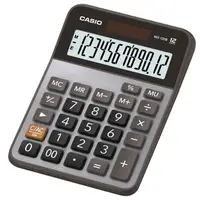 在飛比找PChome24h購物優惠-【CASIO】12位數金屬面板計算機-黑灰色-(MX-120