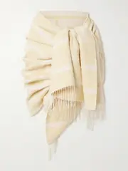 [TOTEME] TOTEME - Embroidered Frayed Linen-blend Scarf - Ecru - One size One size Ecru
