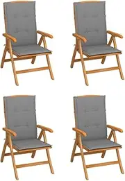 Reclining Garden Chairs with Cushions 4 pcs Solid Teak Wood,Outdoor Chairs 53.9KG-3072631