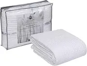 [HILLFAIR] 100% Combed Cotton Blanket– Twin Size Bed Blankets– Warm Soft All Season Breathable Lightweight Summer Blankets– Waffle Weave Home Decor Bed Blanket- White Twin Bed Cotton Blankets/Bedcovers