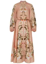 Zimmermann Lexi Billow Floral-print Linen Midi Dress - Pink - 1 (UK 10 / S) 1 (UK 10 / S)