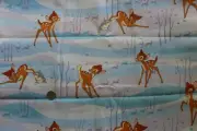 Vintage Disney Bambi & Thumper in Snow Blue White and Purple Fabric Rare OOP