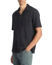 Vince Regular Fit Seersucker Cuban Shirt