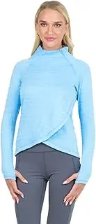 [IBKUL] Athleisure Wear UPF50+ Moisture Wicking Waffle Knit Asymmetrical Zip Funnel Neck Pullover w Pocket 77000 Peri SD Grid S, Peri, Small