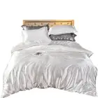 Beddings White Us King Size 3 Pcs Satin Duvet Cover Set Polyester fabric,polyest