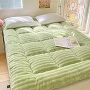 Upgraded Japanese Thick Roll-Up Mattress, Full Size Futon Mattress, Foldable and Breathable, Suitable for Students and Guests, Versatile and Comfortable Sleeping Solution.(Green,150 * 200cm)