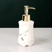 Soap Dispenser Soap Dispenser for Bathroom, Ceramic Lotion Bottle Refillable Marbling Soap Dispenser with Golden Pump for Kitchen Countertop(White)