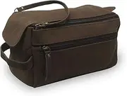 [HG-LTHR] Men's Buffalo Genuine Leather Toiletry Bag Waterproof Dopp Kit Shaving Bags and Grooming for Travel Groomsmen Gift Men Women Hanging Zippered Makeup Bathroom Cosmetic Pouch Case Make Up kit