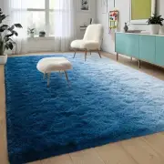 Extra Large Fluffy Area Rug, 6x9 Ft Navy Blue Rug Modern Indoor Living Room