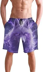 [XYMZR] Purple Wolf Eyes Lighting Men's Swim Trunks Quick-Dry Bathing Suit Swimming Board Shorts S