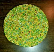 NEW Handmade Yellow Teal Spiral Wrap Coil Trivet hot pad