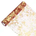 30 Feet Table Runner, Sequin Foil Thin Mesh Metallic Table Runner, Wine Red Gold